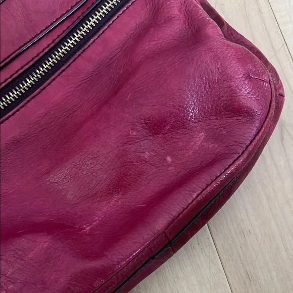 Fossil Red Burgundy Crossbody Bag with Adjustable Strap and Gold tone Hardware - Picture 5 of 12